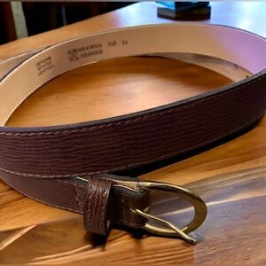 HABAND Men's Genuine Bonded Brown Leather Dress Belt MADE IN THE USA Size 54